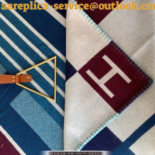 Replica Hermes Avalon Vibration Throw Blanket in Indigo Wool and Cashmere 5