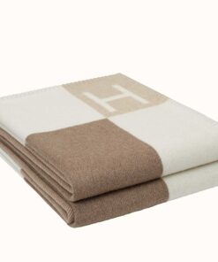 Replica Hermes Avalon Vibration Throw Blanket in Naturel Wool and Cashmere