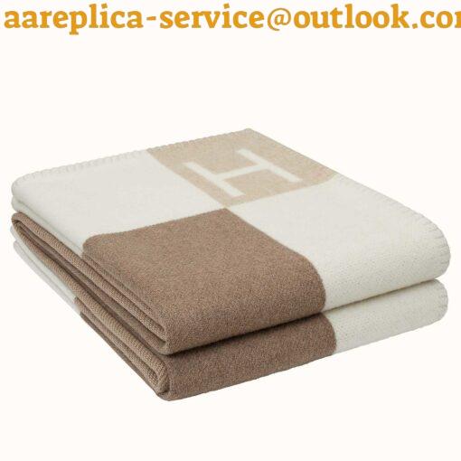 Replica Hermes Avalon Vibration Throw Blanket in Naturel Wool and Cashmere