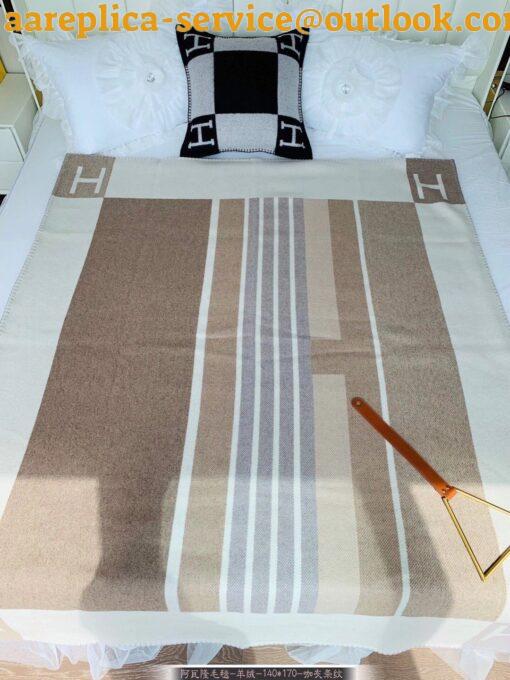 Replica Hermes Avalon Vibration Throw Blanket in Naturel Wool and Cashmere 5