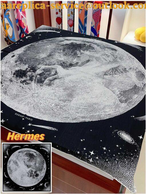 Replica Hermes Black Clair de Lune Shawl 140 6