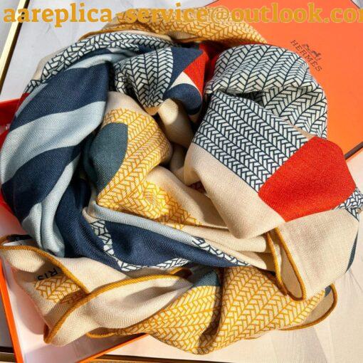 Replica Hermes Blue Mon Premier Galop Shawl 140 8