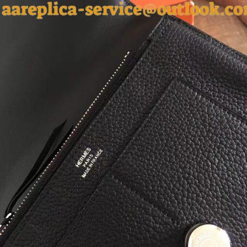 Replica Hermes Dogon Duo Wallet in Black Clemence Leather 3