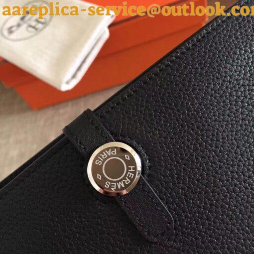 Replica Hermes Dogon Duo Wallet in Black Clemence Leather 5