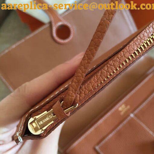 Replica Hermes Dogon Duo Wallet in Gold Clemence Leather 4