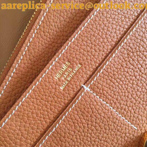 Replica Hermes Dogon Duo Wallet in Gold Clemence Leather 8