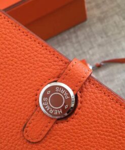 Replica Hermes Dogon Duo Wallet in Orange Clemence Leather 2