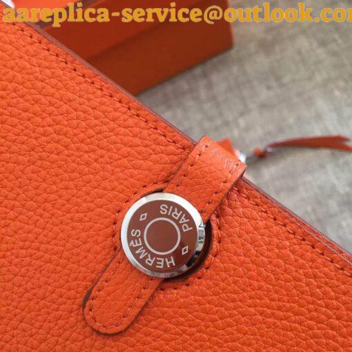 Replica Hermes Dogon Duo Wallet in Orange Clemence Leather 2