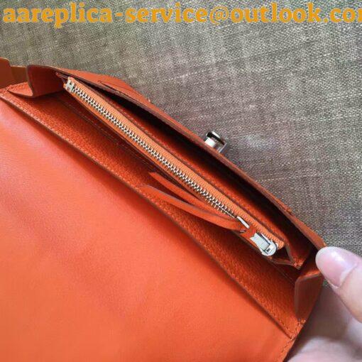 Replica Hermes Dogon Duo Wallet in Orange Clemence Leather 4