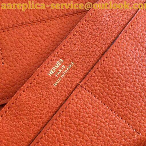 Replica Hermes Dogon Duo Wallet in Orange Clemence Leather 9