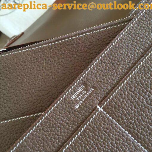 Replica Hermes Dogon Duo Wallet in Taupe Clemence Leather 8