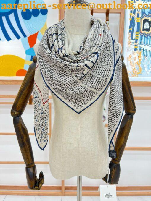 Replica Hermes Grey Dressage Tressage Shawl 140 6