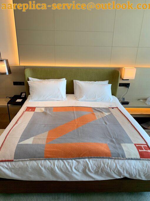 Replica Hermes H Drapeau Blanket in Terracotta and Grey Cashmere 5