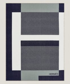 Replica Hermes H Riviera Blanket in Marine Wool and Cashmere