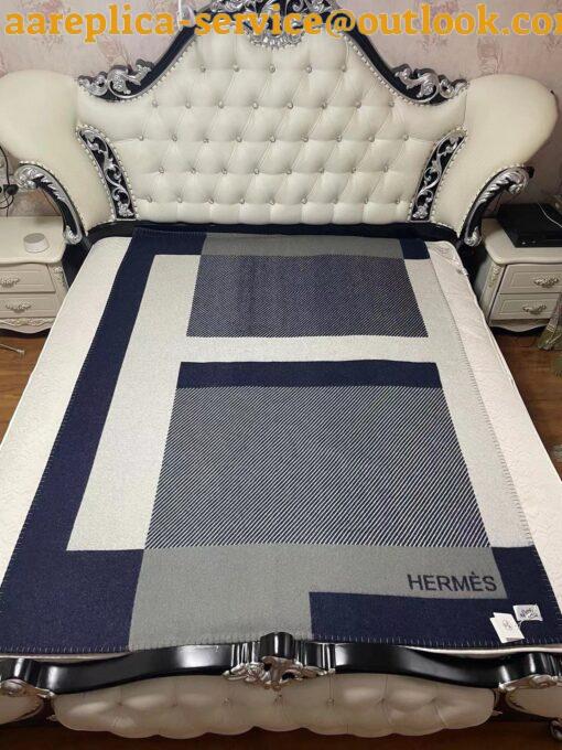 Replica Hermes H Riviera Blanket in Marine Wool and Cashmere 5