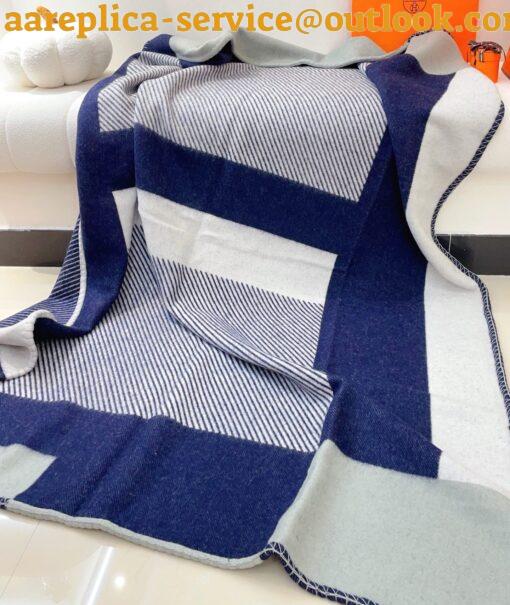 Replica Hermes H Riviera Blanket in Marine Wool and Cashmere 9