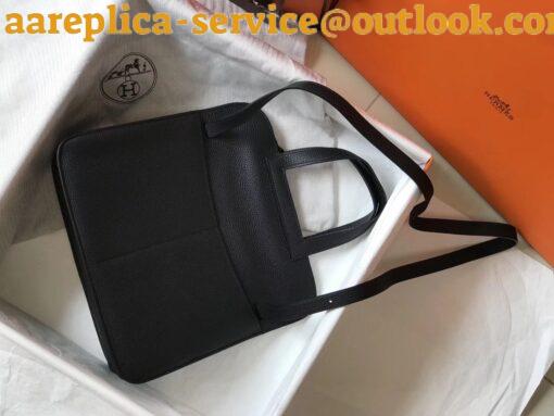 Replica Hermes Halzan 31cm Bag In Black Clemence Leather