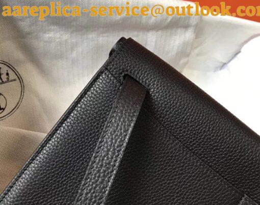 Replica Hermes Halzan 31cm Bag In Black Clemence Leather 4