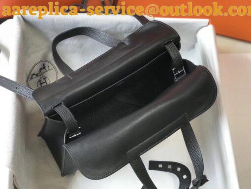 Replica Hermes Halzan 31cm Bag In Black Clemence Leather 5