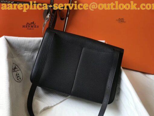 Replica Hermes Halzan 31cm Bag In Black Clemence Leather 9