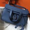 Replica Hermes Halzan 31cm Bag In Blue Lin Clemence Leather 11