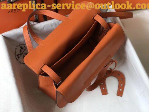 Replica Hermes Halzan 31cm Bag In Orange Clemence Leather 3