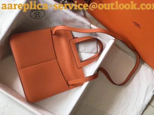 Replica Hermes Halzan 31cm Bag In Orange Clemence Leather 5