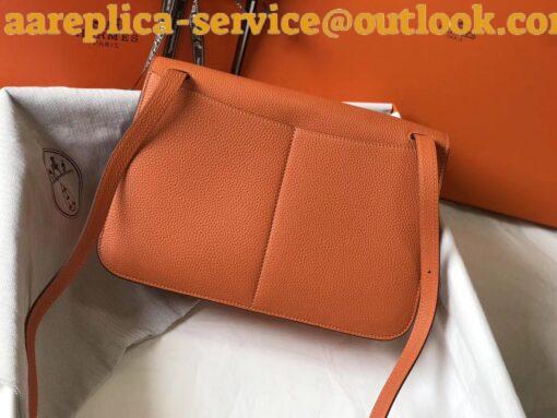 Replica Hermes Halzan 31cm Bag In Orange Clemence Leather 6