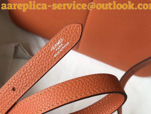 Replica Hermes Halzan 31cm Bag In Orange Clemence Leather 7