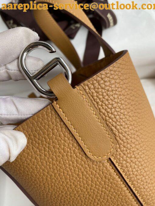 Replica Hermes In The Loop 18 Handmade Bag in Biscuit Clemence Leather 4