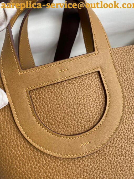 Replica Hermes In The Loop 18 Handmade Bag in Biscuit Clemence Leather 6