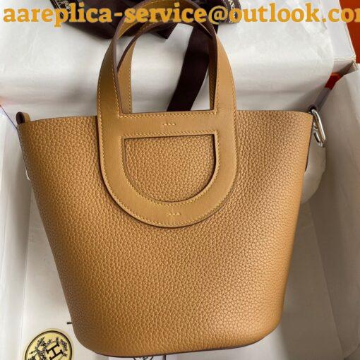 Replica Hermes In The Loop 18 Handmade Bag in Biscuit Clemence Leather