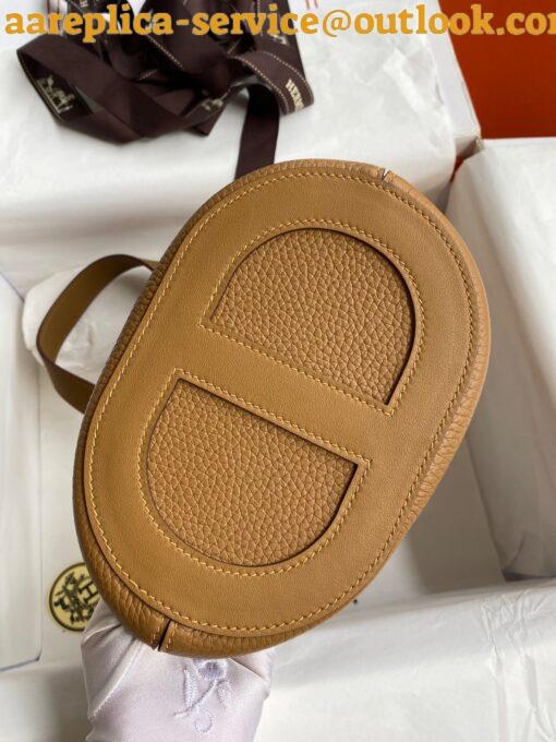 Replica Hermes In The Loop 18 Handmade Bag in Biscuit Clemence Leather 10