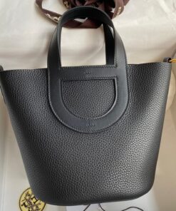 Replica Hermes In The Loop 18 Handmade Bag in Black Clemence Leather