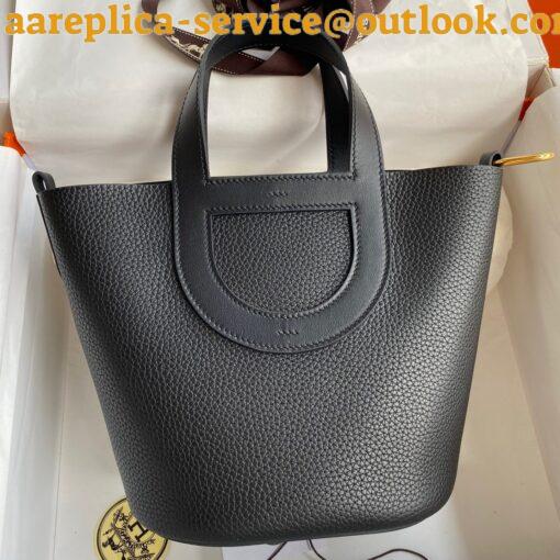 Replica Hermes In The Loop 18 Handmade Bag in Black Clemence Leather