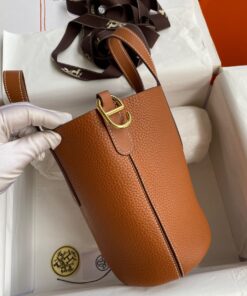 Replica Hermes In The Loop 18 Handmade Bag in Gold Clemence Leather 2