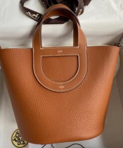 Replica Hermes In The Loop 18 Handmade Bag in Gold Clemence Leather