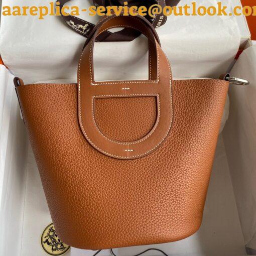 Replica Hermes In The Loop 18 Handmade Bag in Gold Clemence Leather