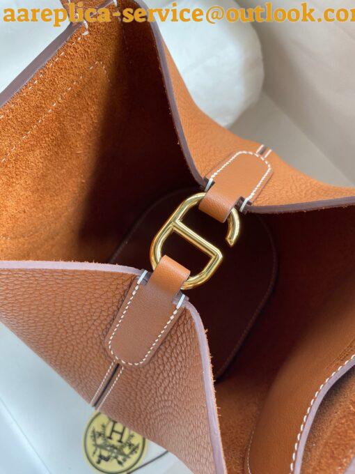 Replica Hermes In The Loop 18 Handmade Bag in Gold Clemence Leather 9