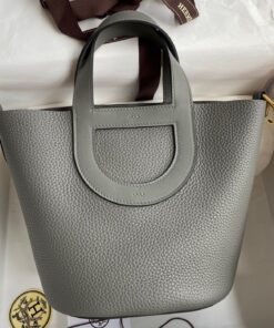 Replica Hermes In The Loop 18 Handmade Bag in Gris Meyer Clemence Leather