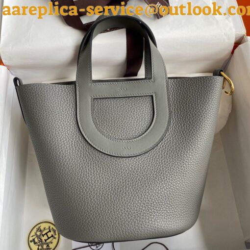 Replica Hermes In The Loop 18 Handmade Bag in Gris Meyer Clemence Leather