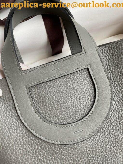 Replica Hermes In The Loop 18 Handmade Bag in Gris Meyer Clemence Leather 6