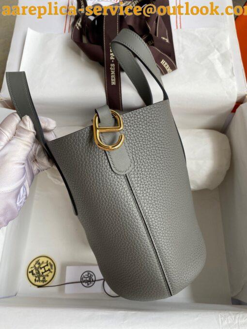 Replica Hermes In The Loop 18 Handmade Bag in Gris Meyer Clemence Leather 7