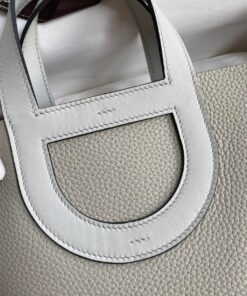 Replica Hermes In The Loop 18 Handmade Bag in Pearl Grey Clemence Leather 2