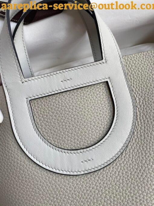 Replica Hermes In The Loop 18 Handmade Bag in Pearl Grey Clemence Leather 2