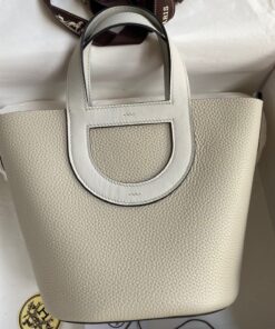 Replica Hermes In The Loop 18 Handmade Bag in Pearl Grey Clemence Leather