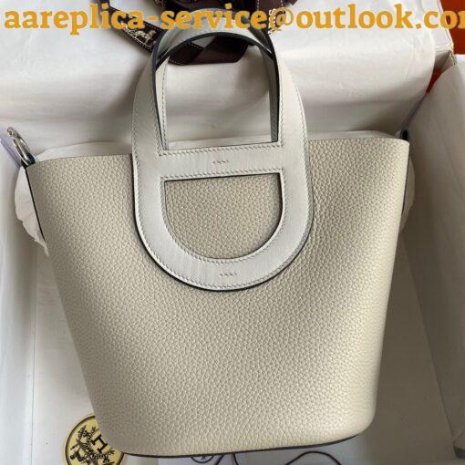 Replica Hermes In The Loop 18 Handmade Bag in Pearl Grey Clemence Leather