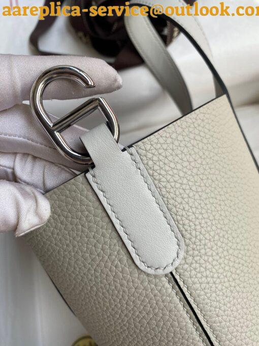 Replica Hermes In The Loop 18 Handmade Bag in Pearl Grey Clemence Leather 5