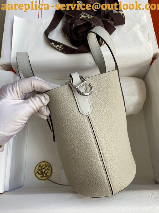 Replica Hermes In The Loop 18 Handmade Bag in Pearl Grey Clemence Leather 6