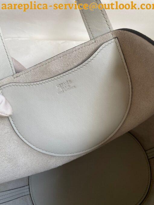 Replica Hermes In The Loop 18 Handmade Bag in Pearl Grey Clemence Leather 7